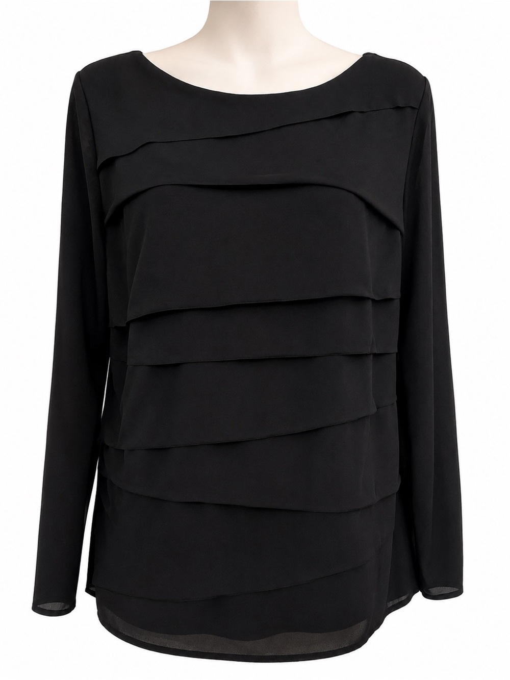 Apostrophe Black Layered Front Long-Sleeve Tee